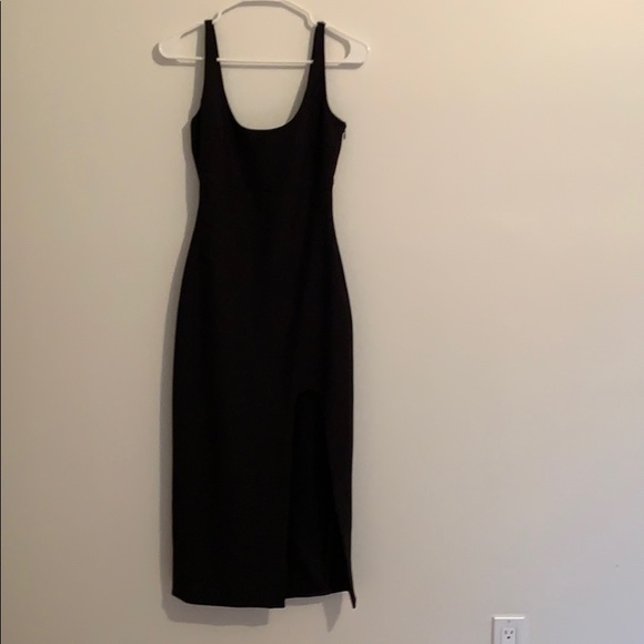 Cinq a Sept Breena Black Midi Cocktail Dress with Slit - Picture 3 of 13